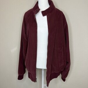 Daniel Cremieux Vintage L "Corduroy" Jacket Bomber Coat Brown Full Zip Dad Plaid